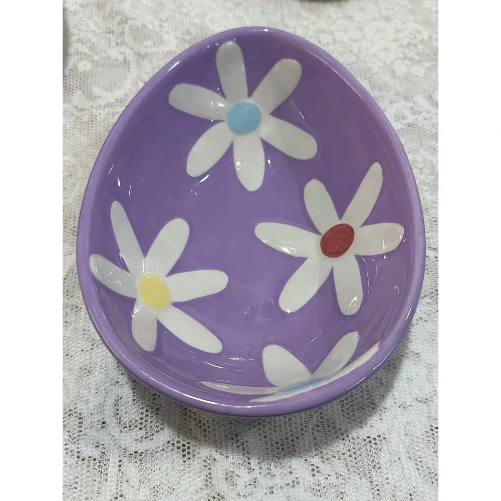 Blossoms Blooms‎ Egg Shaped Nesting Bowls Set Ceramic Easter Spring Decor